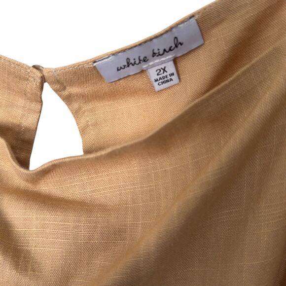 White Birch Womens 2X Boho Peasant Blouse Open Floral Balloon Sleeves Terracotta - Picture 5 of 8